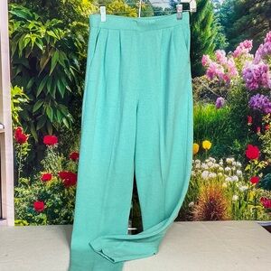 St. John Mint Green High-Waist Pleated Trousers #1351